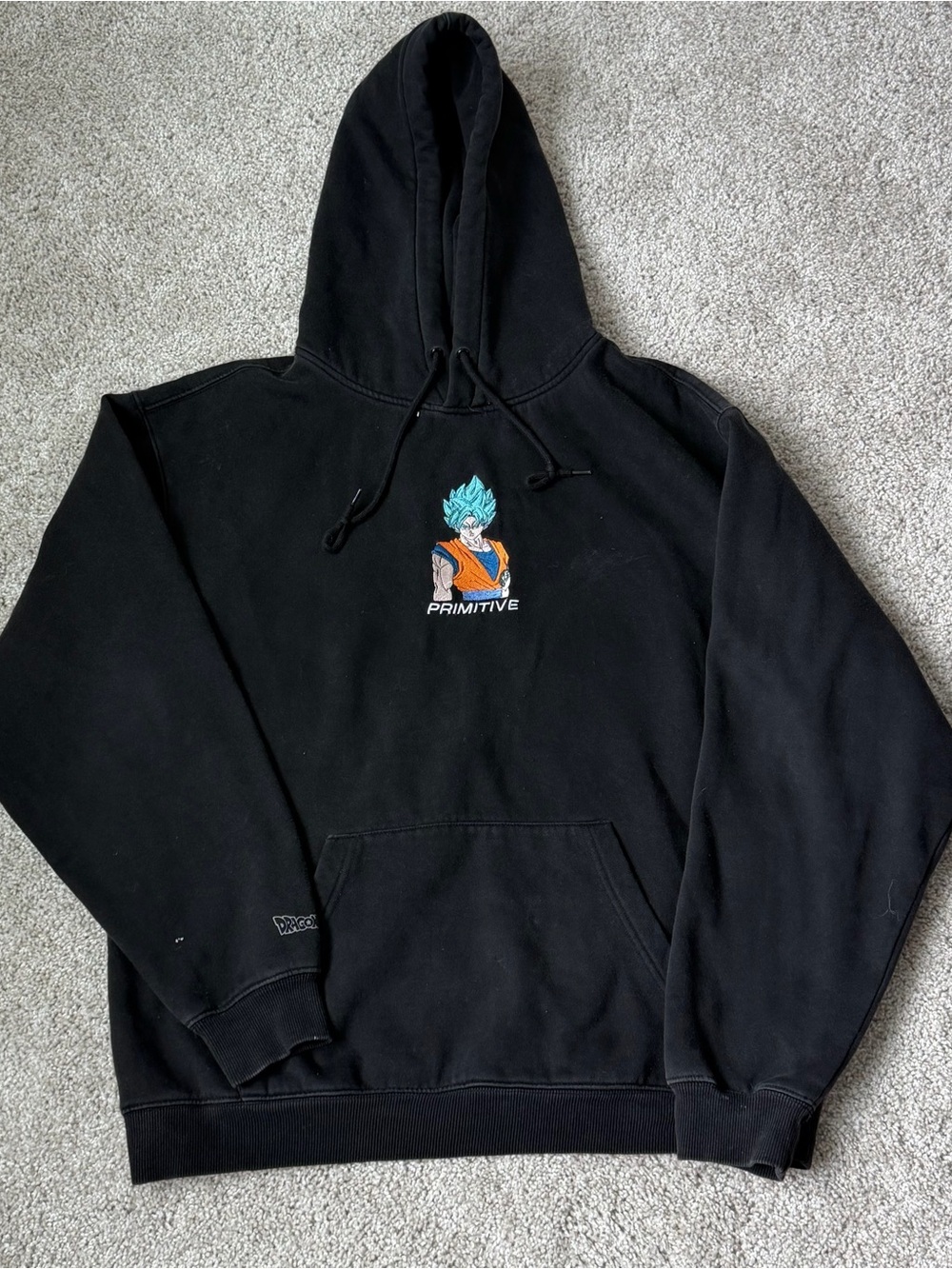 Primitive Black Crewneck Hoodie with Dragon Ball Z Graphic Sz M Men’s